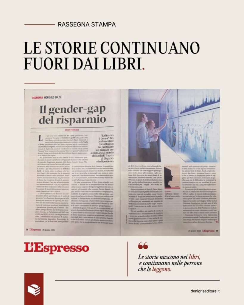 Gender gap del risparmio nel libro di Carla Ruocco raccontato dall’Espresso